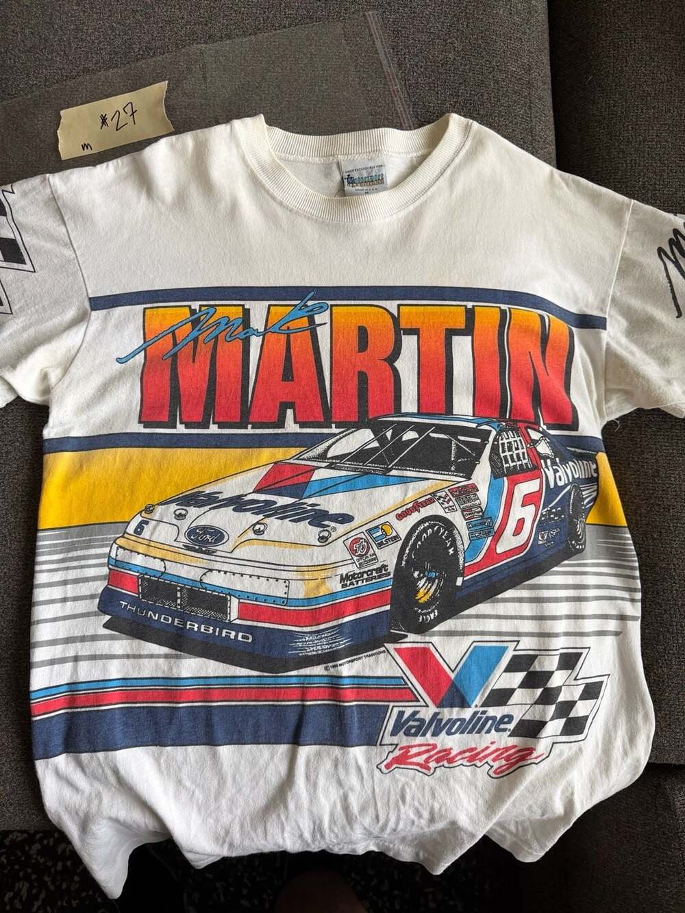 Vintage 1993 Mark Martin Valvoline NASCAR All Over Print T-Shirt